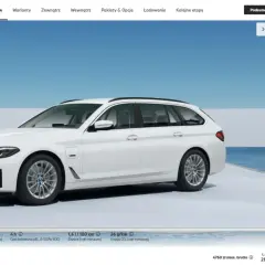 Białe BMW 530e Touring hybrydowe, gotowe do jazdy. Konfiguracja silnika i skrzyni biegów.